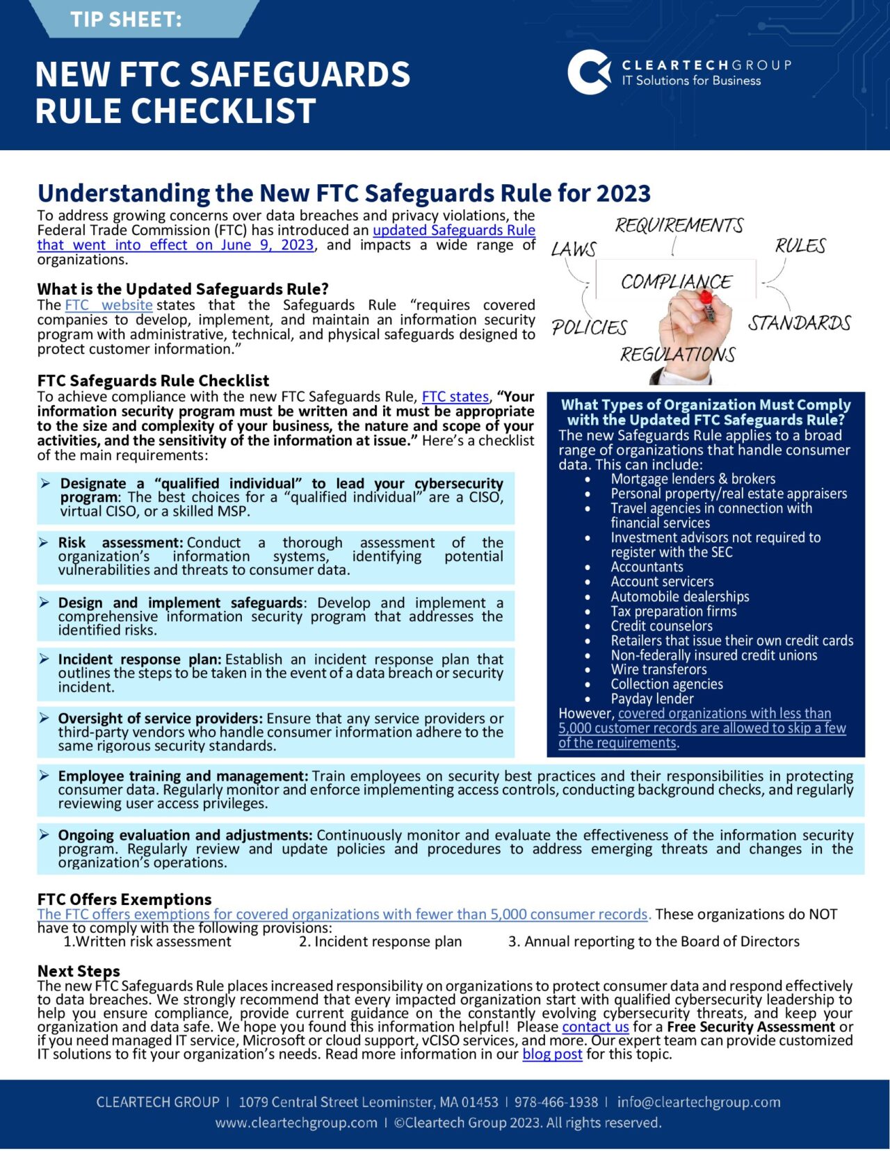 New FTC Safeguards Rule Checklist - Cleartech Group